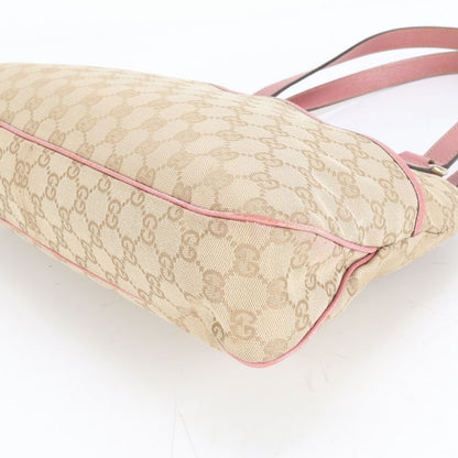 Gucci GG Canvas 163288 Leather Tote Bag Shoulder Beige Gold Hardware Women's