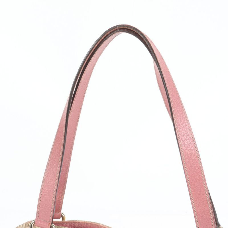 Gucci GG Canvas 163288 Leather Tote Bag Shoulder Beige Gold Hardware Women's
