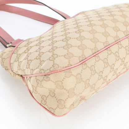 Gucci GG Canvas 163288 Leather Tote Bag Shoulder Beige Gold Hardware Women's