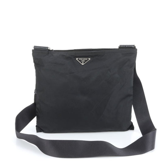 Prada Tessuto Nylon Triangle Logo Leather Shoulder Bag Crossbody Messenger