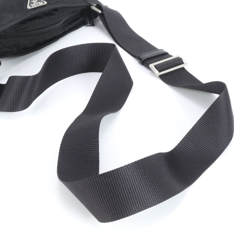 Prada Tessuto Nylon Triangle Logo Leather Shoulder Bag Crossbody Messenger