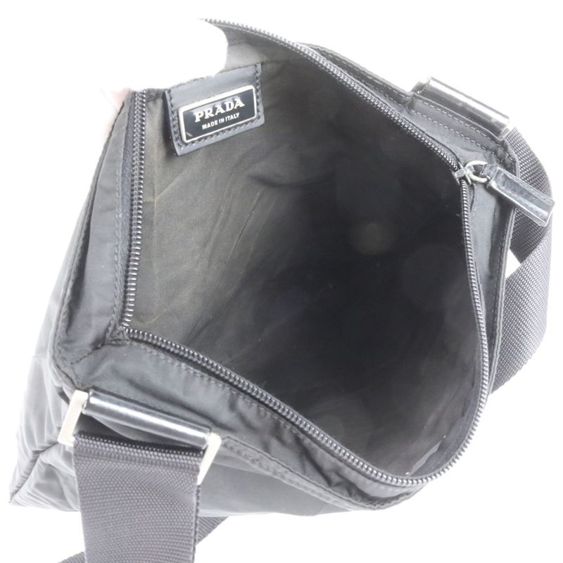 Prada Tessuto Nylon Triangle Logo Leather Shoulder Bag Crossbody Messenger