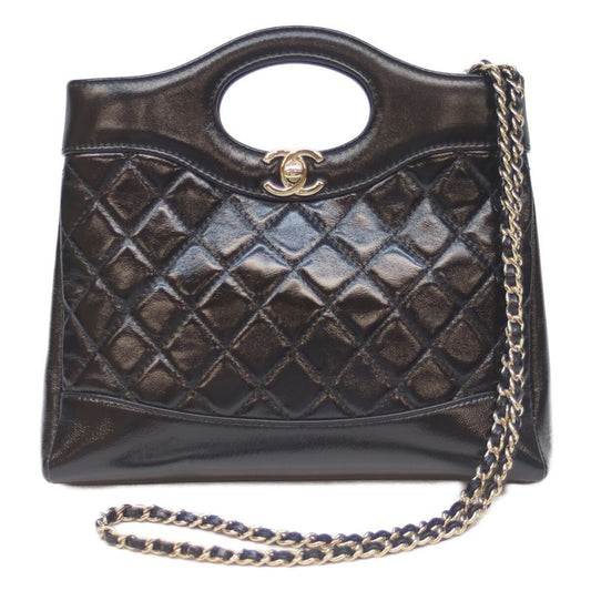 Chanel As4133 Chanel 31 Black Shiny Lamb Ghardware Mini Shopping Small