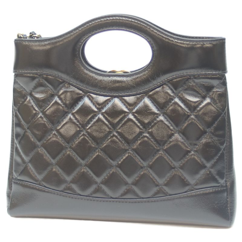 Chanel As4133 Chanel 31 Black Shiny Lamb Ghardware Mini Shopping Small