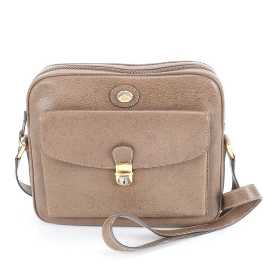 Vintage Old Gucci Leather Shoulder Bag Crossbody Brown Gold Hardware Women's