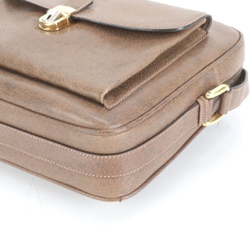 Vintage Old Gucci Leather Shoulder Bag Crossbody Brown Gold Hardware Women's