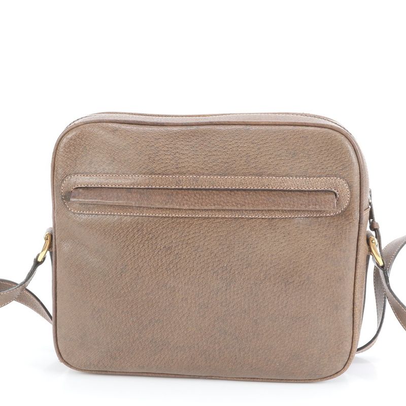 Vintage Old Gucci Leather Shoulder Bag Crossbody Brown Gold Hardware Women's