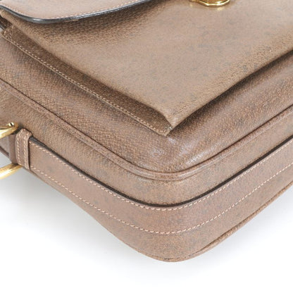 Vintage Old Gucci Leather Shoulder Bag Crossbody Brown Gold Hardware Women's