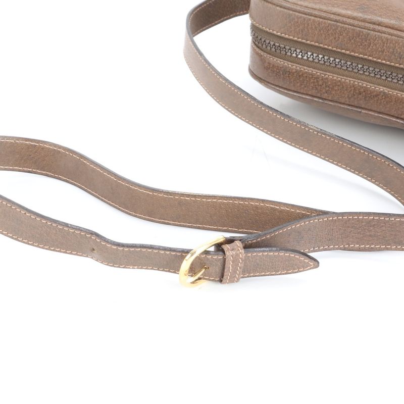 Vintage Old Gucci Leather Shoulder Bag Crossbody Brown Gold Hardware Women's
