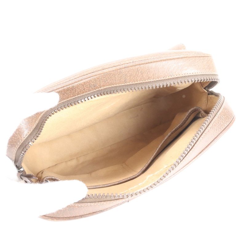 Vintage Old Gucci Leather Shoulder Bag Crossbody Brown Gold Hardware Women's