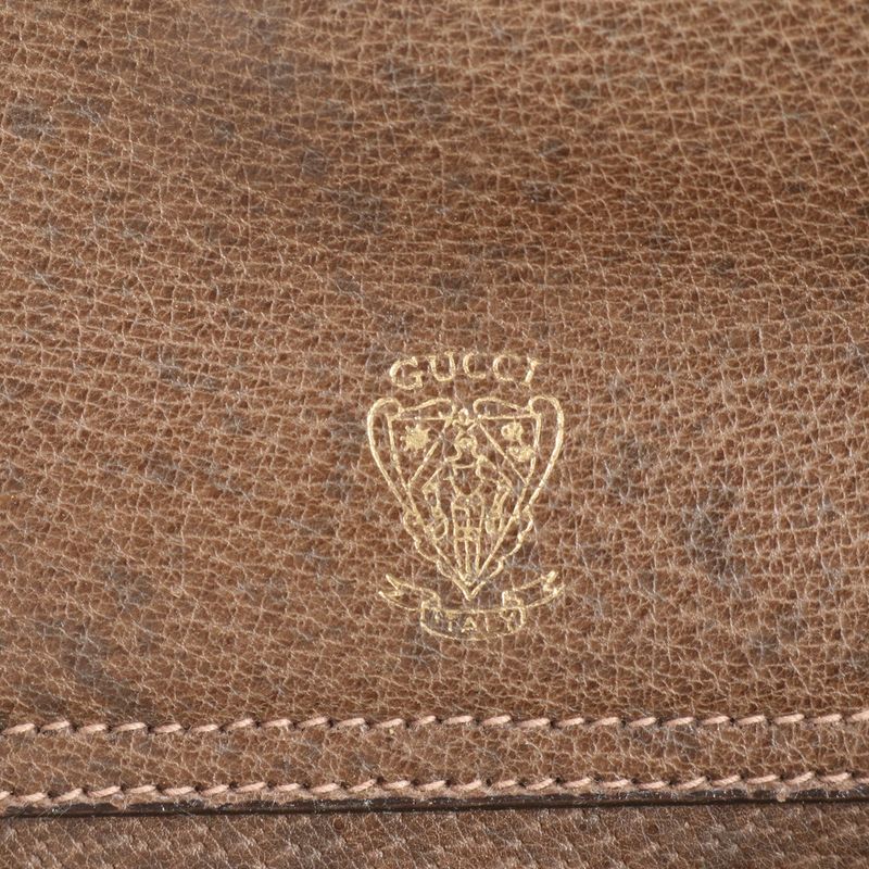 Vintage Old Gucci Leather Shoulder Bag Crossbody Brown Gold Hardware Women's