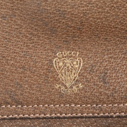 Vintage Old Gucci Leather Shoulder Bag Crossbody Brown Gold Hardware Women's