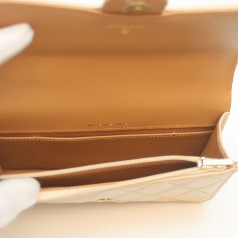 Chanel 22ss Ap3226 Bicolor Beige Lamb Ghardware Top Handle Chain Clutch Shoulder