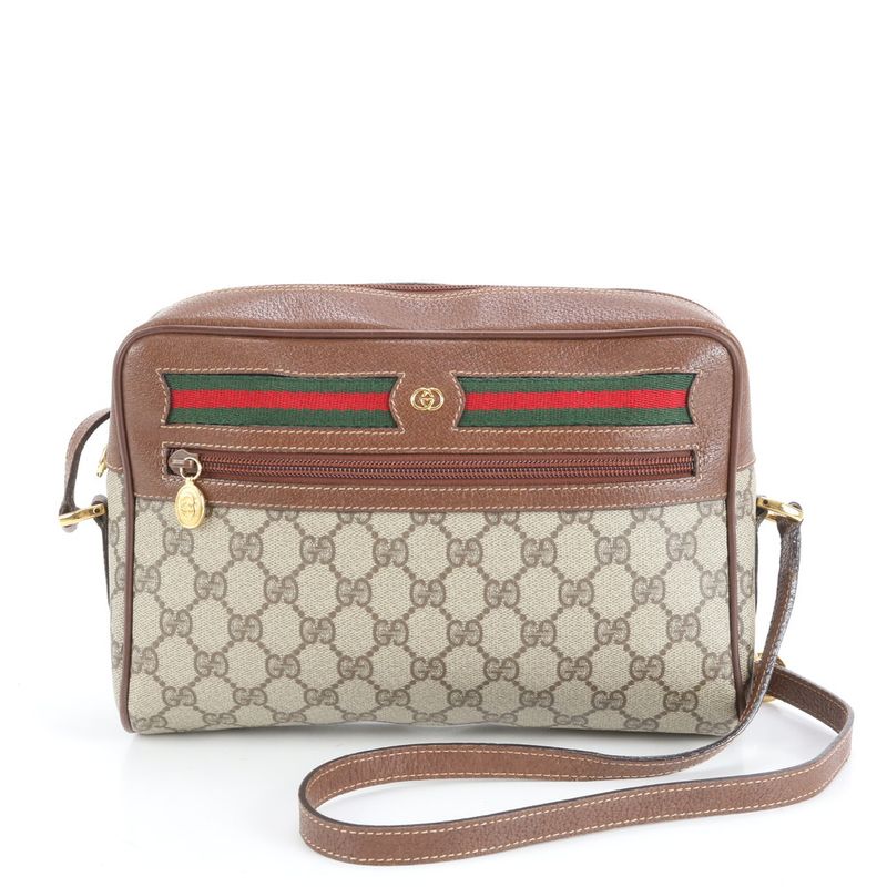 Vintage Old Gucci GG Supreme Sherry Line 001 56 Leather Shoulder Bag Crossbody