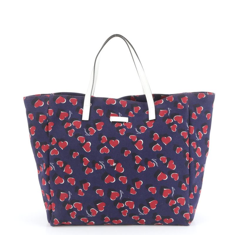 Gucci Heart Beat Leather Tote Bag Shoulder 282439 Hand Navy Blue A4 Ladies RCE