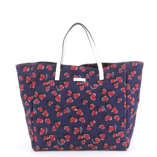 Gucci Heart Beat Leather Tote Bag Shoulder 282439 Hand Navy Blue A4 Ladies RCE