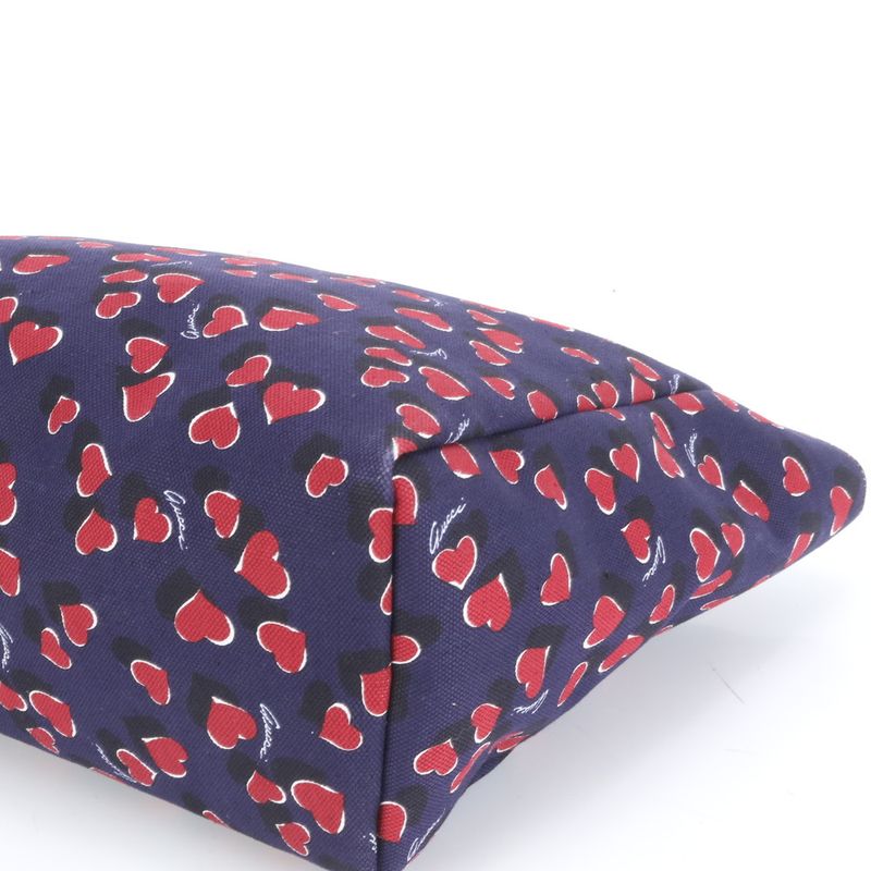 Gucci Heart Beat Leather Tote Bag Shoulder 282439 Hand Navy Blue A4 Ladies RCE