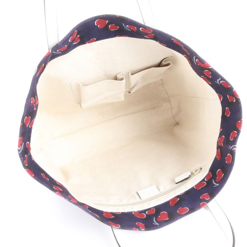 Gucci Heart Beat Leather Tote Bag Shoulder 282439 Hand Navy Blue A4 Ladies RCE