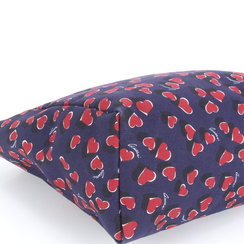 Gucci Heart Beat Leather Tote Bag Shoulder 282439 Hand Navy Blue A4 Ladies RCE