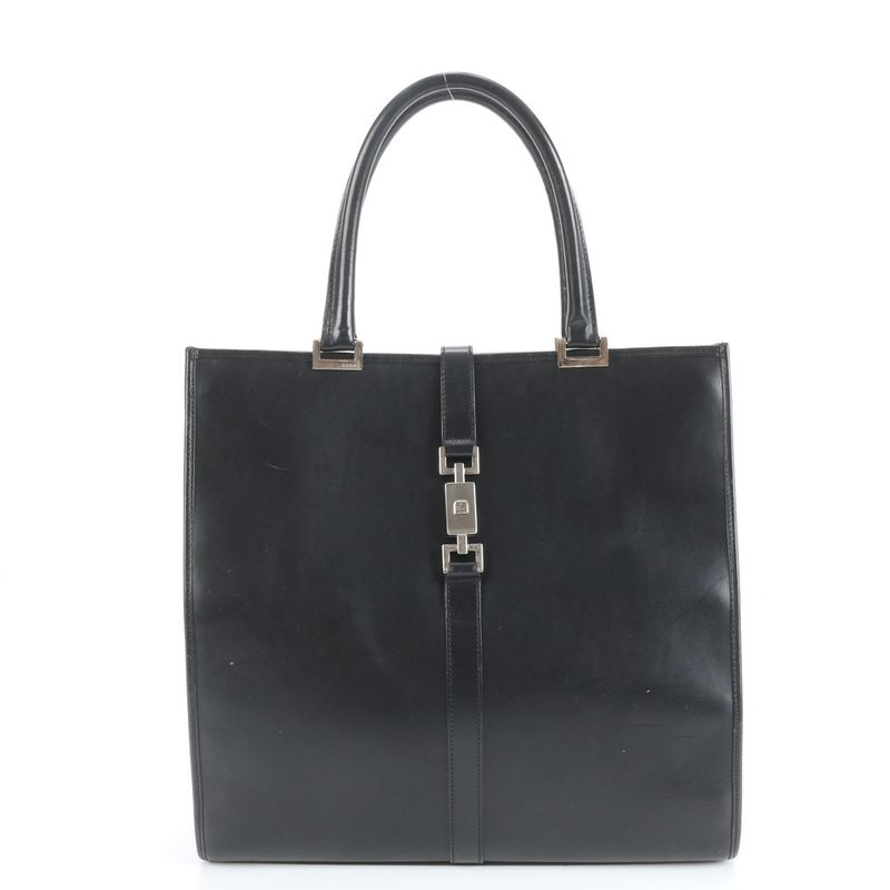 Gucci Jackie Leather Tote Bag Hand 002 1064 Black Silver Hardware A4 Women's