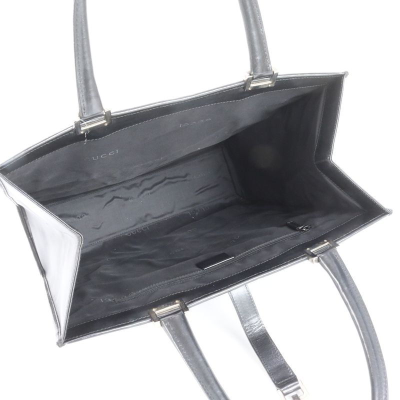 Gucci Jackie Leather Tote Bag Hand 002 1064 Black Silver Hardware A4 Women's