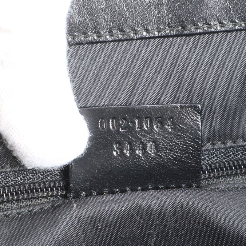 Gucci Jackie Leather Tote Bag Hand 002 1064 Black Silver Hardware A4 Women's