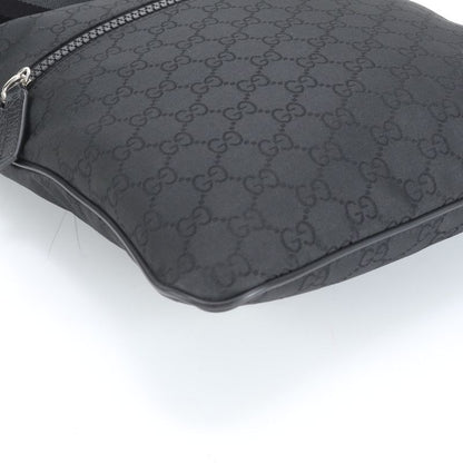 Gucci GG Nylon Leather Shoulder Bag Crossbody Messenger With Control Card