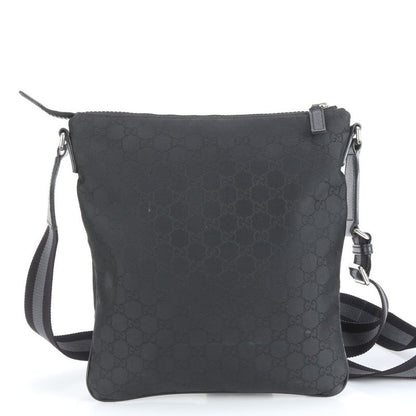 Gucci GG Nylon Leather Shoulder Bag Crossbody Messenger With Control Card