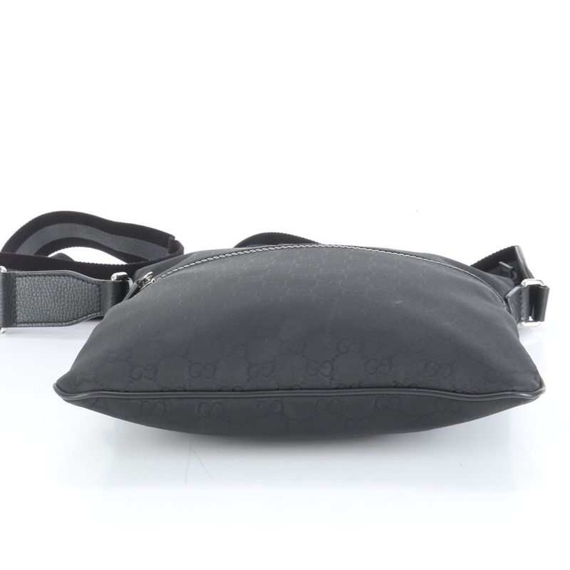 Gucci GG Nylon Leather Shoulder Bag Crossbody Messenger With Control Card