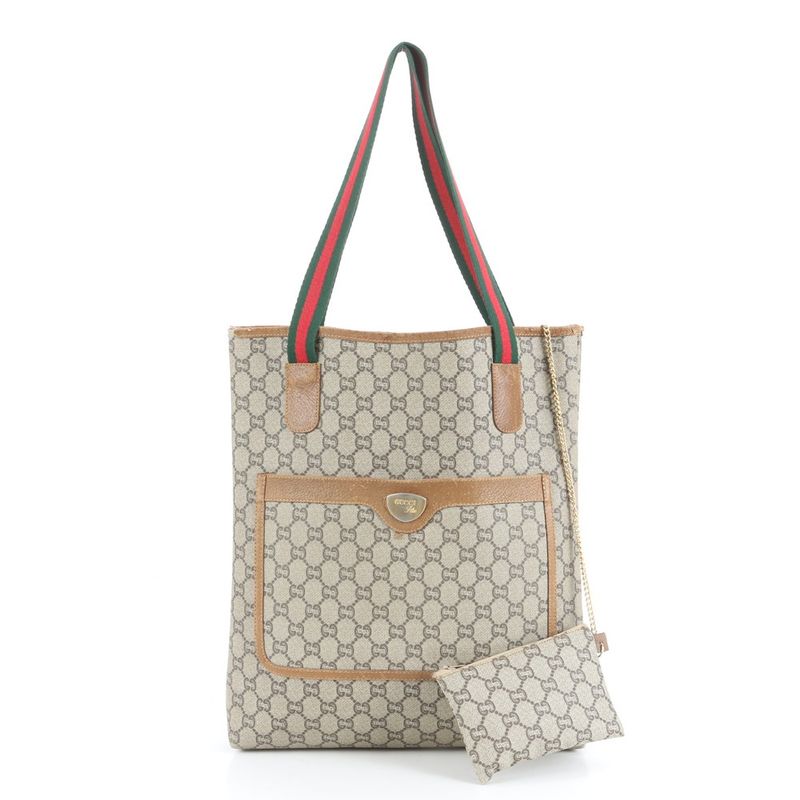 Vintage Old Gucci Plus Sherry Line Leather Tote Bag Shoulder A4 Ladies EUE