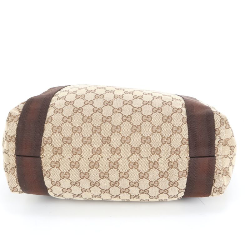 Gucci GG Canvas Leather Tote Bag Shoulder 189669 Brown A4 Men's EUE Db31-3