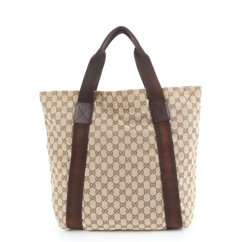 Gucci GG Canvas Leather Tote Bag Shoulder 189669 Brown A4 Men's EUE Db31-3