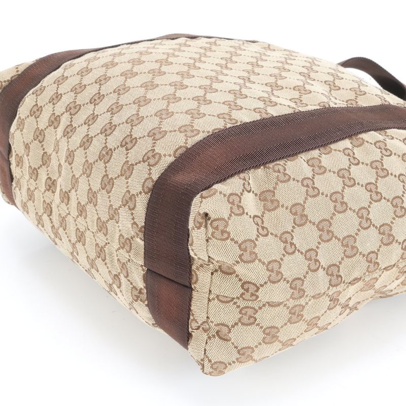 Gucci GG Canvas Leather Tote Bag Shoulder 189669 Brown A4 Men's EUE Db31-3