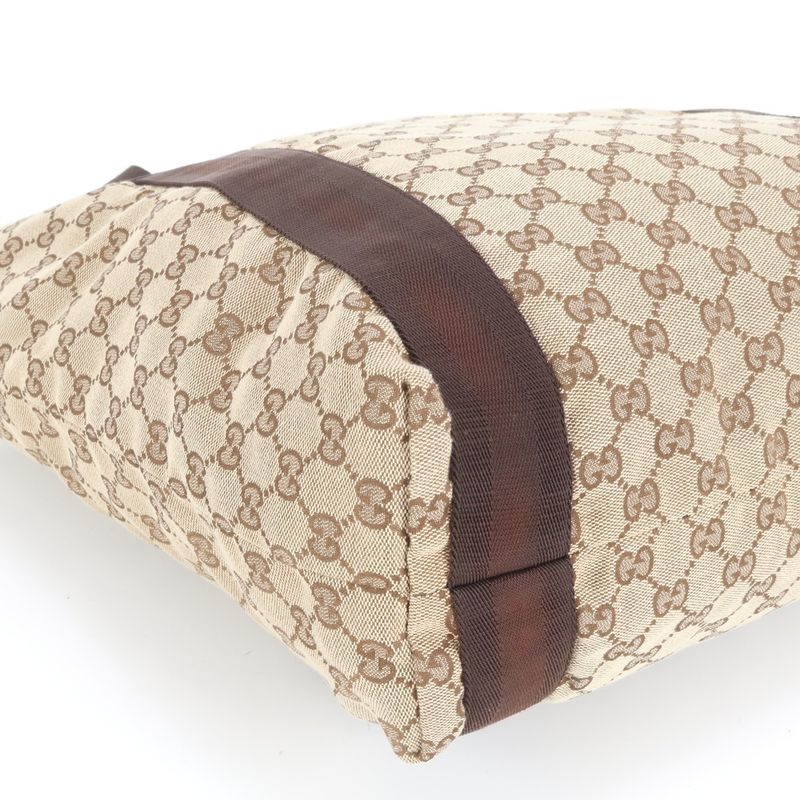 Gucci GG Canvas Leather Tote Bag Shoulder 189669 Brown A4 Men's EUE Db31-3