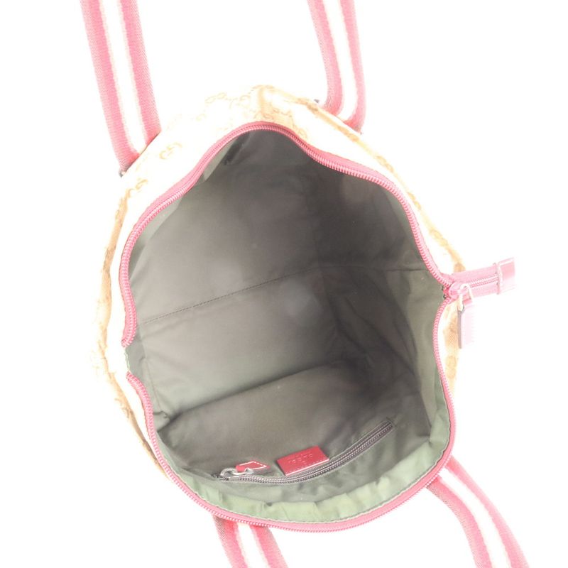 Gucci GG Canvas Leather Handbag Tote 131228 Beige Genuine Leather Women EUE