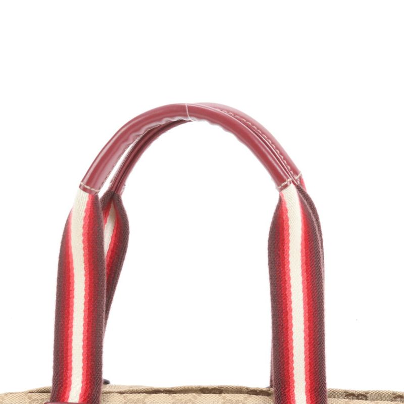 Gucci GG Canvas Leather Handbag Tote 131228 Beige Genuine Leather Women EUE