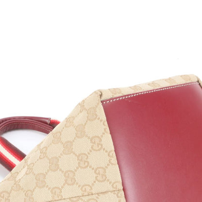 Gucci GG Canvas Leather Handbag Tote 131228 Beige Genuine Leather Women EUE