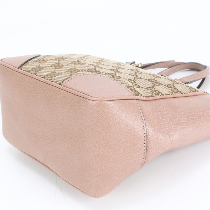 Gucci GG Canvas Bree Small Top Handle Bag 353121 Leather Hand Tote Women's EUE