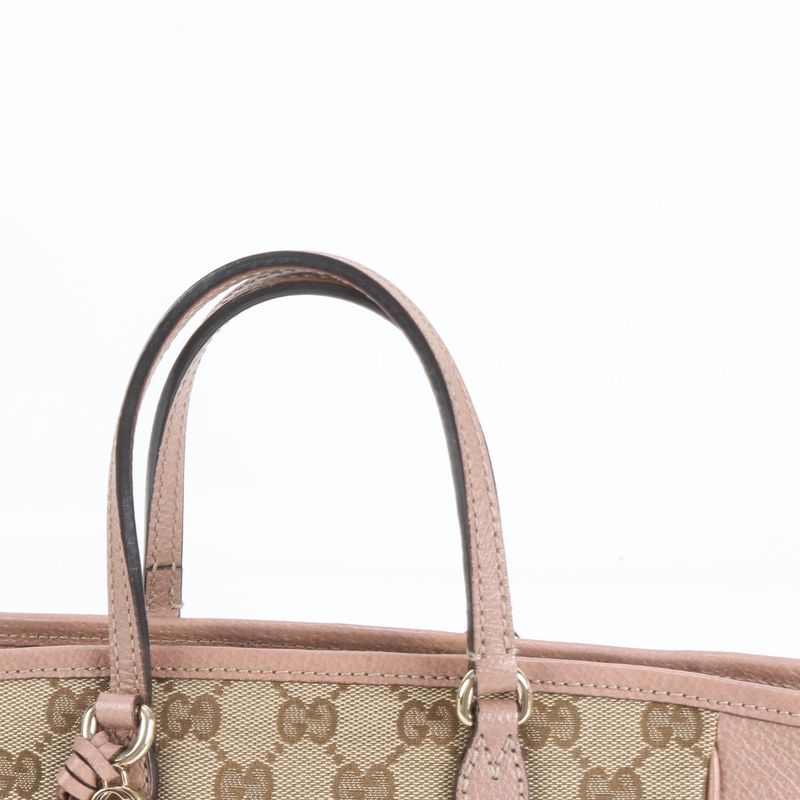 Gucci GG Canvas Bree Small Top Handle Bag 353121 Leather Hand Tote Women's EUE