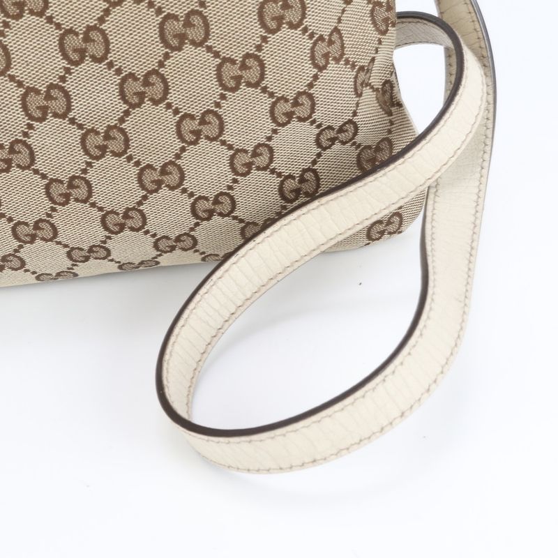 Gucci GG Canvas Charm Leather Shoulder Bag Crossbody 144388 Women ECE Db36-10