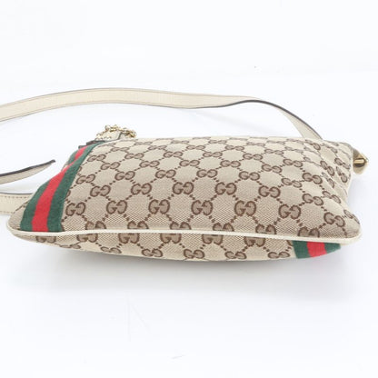Gucci GG Canvas Charm Leather Shoulder Bag Crossbody 144388 Women ECE Db36-10
