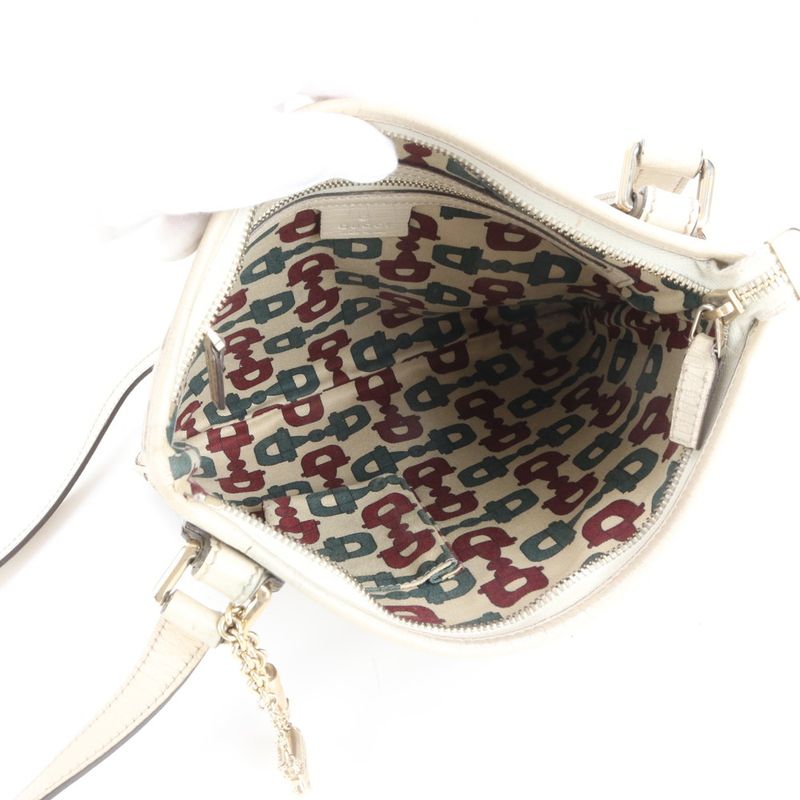 Gucci GG Canvas Charm Leather Shoulder Bag Crossbody 144388 Women ECE Db36-10
