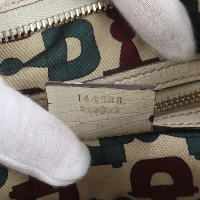 Gucci GG Canvas Charm Leather Shoulder Bag Crossbody 144388 Women ECE Db36-10