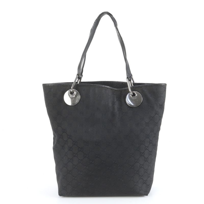 Gucci GG Canvas Eclipse Leather Tote Bag Shoulder 120836 Hand Black Women's ECE