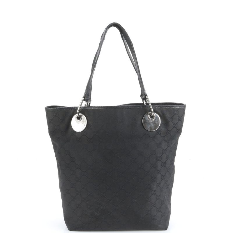 Gucci GG Canvas Eclipse Leather Tote Bag Shoulder 120836 Hand Black Women's ECE