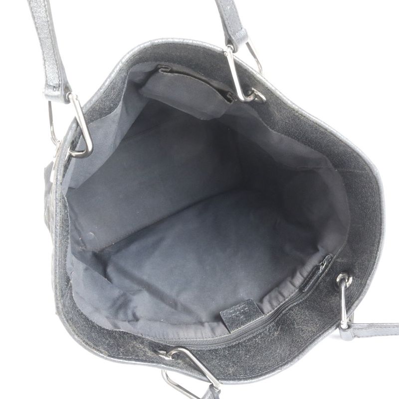 Gucci GG Canvas Eclipse Leather Tote Bag Shoulder 120836 Hand Black Women's ECE