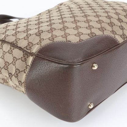 Gucci GG Canvas Bamboo Leather Tote Bag Shoulder Hand 154375 Brown A4 Ladies