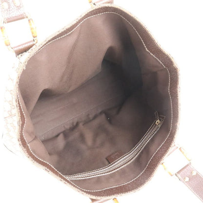 Gucci GG Canvas Bamboo Leather Tote Bag Shoulder Hand 154375 Brown A4 Ladies