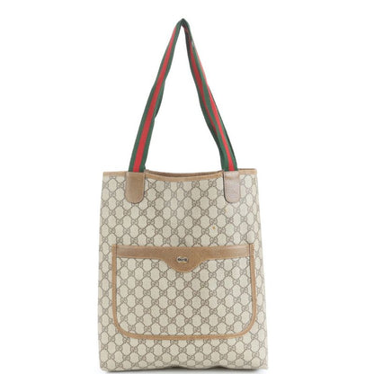 Vintage Old Gucci GG Supreme Sherry Leather Tote Bag Shoulder 39 02 A4 Women's