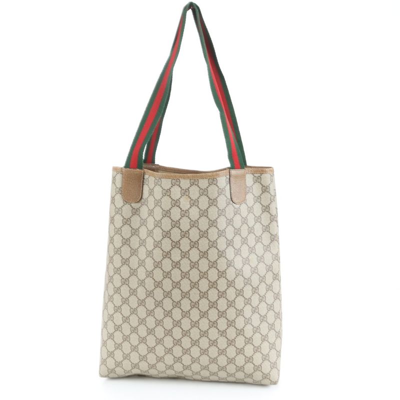 Vintage Old Gucci GG Supreme Sherry Leather Tote Bag Shoulder 39 02 A4 Women's